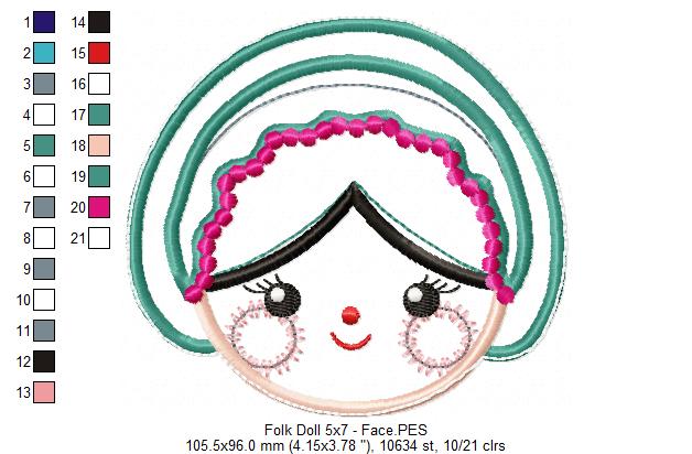 Folk Spring Dolls Ornaments Set of 2 Designs - ITH Project - Machine Embroidery Design