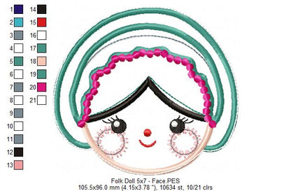 Folk Spring Dolls Ornaments Set of 2 Designs - ITH Project - Machine Embroidery Design