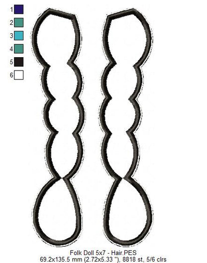 Folk Spring Dolls Ornaments Set of 2 Designs - ITH Project - Machine Embroidery Design