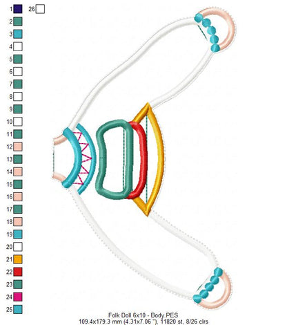 Folk Spring Doll - ITH Project - Machine Embroidery Design