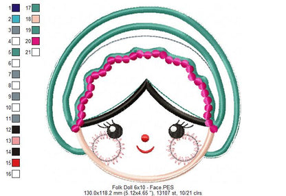 Folk Spring Dolls Ornaments Set of 2 Designs - ITH Project - Machine Embroidery Design