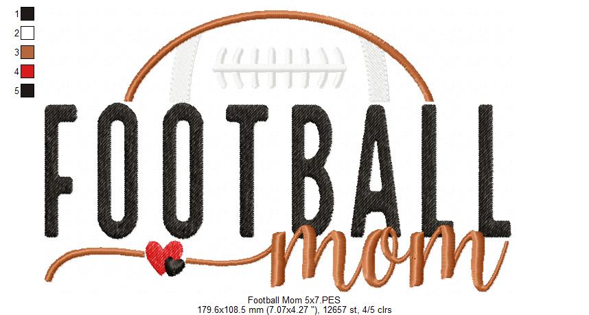 Football Mom - Fill Stitch - Machine Embroidery Designs