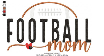 Football Mom - Fill Stitch - Machine Embroidery Designs