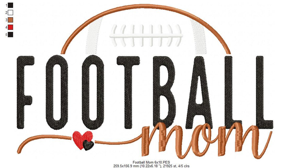 Football Mom - Fill Stitch - Machine Embroidery Designs