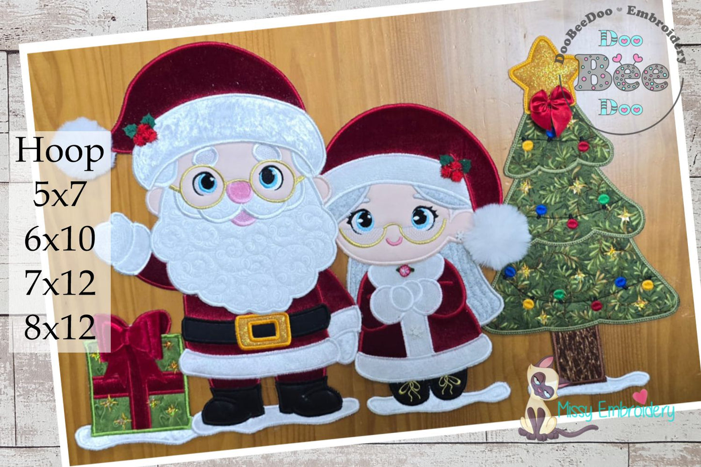 Santa and Mrs. Claus with Christmas Tree – ITH Project – Machine Embroidery Design