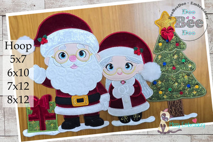 Santa and Mrs. Claus with Christmas Tree – ITH Project – Machine Embroidery Design