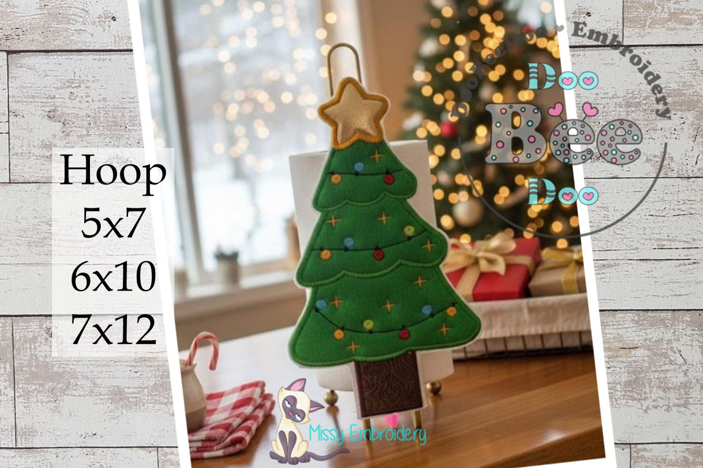 Christmas Tree Paper Towel Holder Cover – ITH Project – Machine Embroidery Design