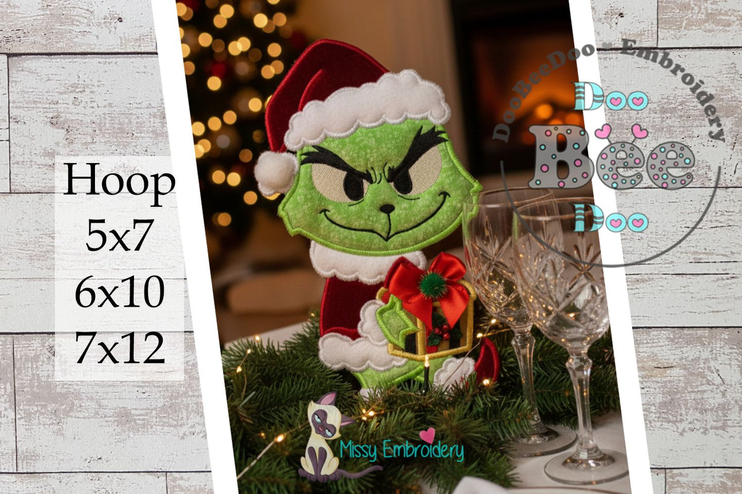 Christmas Grinch Stealing a Gift Paper Towel Holder Cover – ITH Project – Machine Embroidery Design