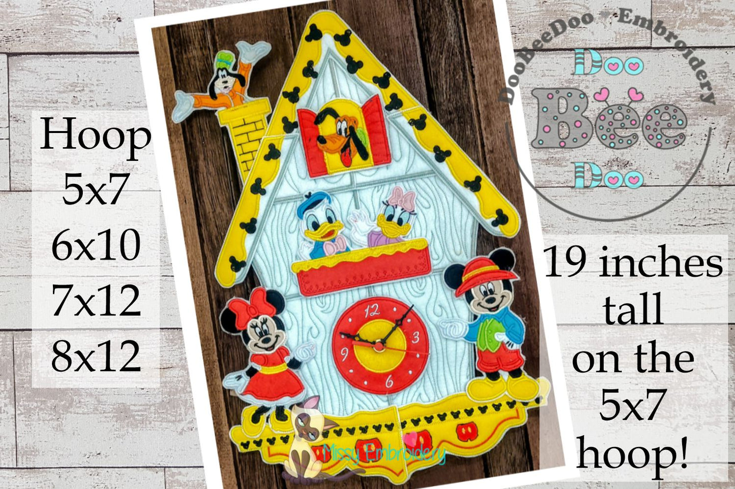 Mickey and Friends Cuckoo Clock – ITH Project – Machine Embroidery Design