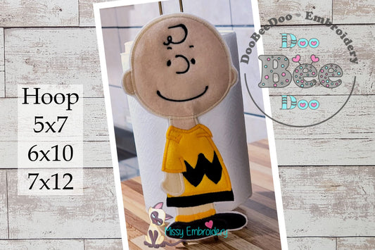 Charlie Brown Paper Towel Holder – ITH Project – Machine Embroidery Design