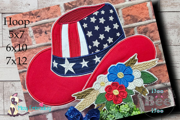 Cowboy Hat 4th of July - ITH Project - Machine Embroidery Design