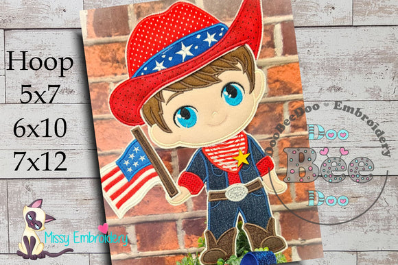 4th of July Cowboy - ITH Project - Machine Embroidery Design
