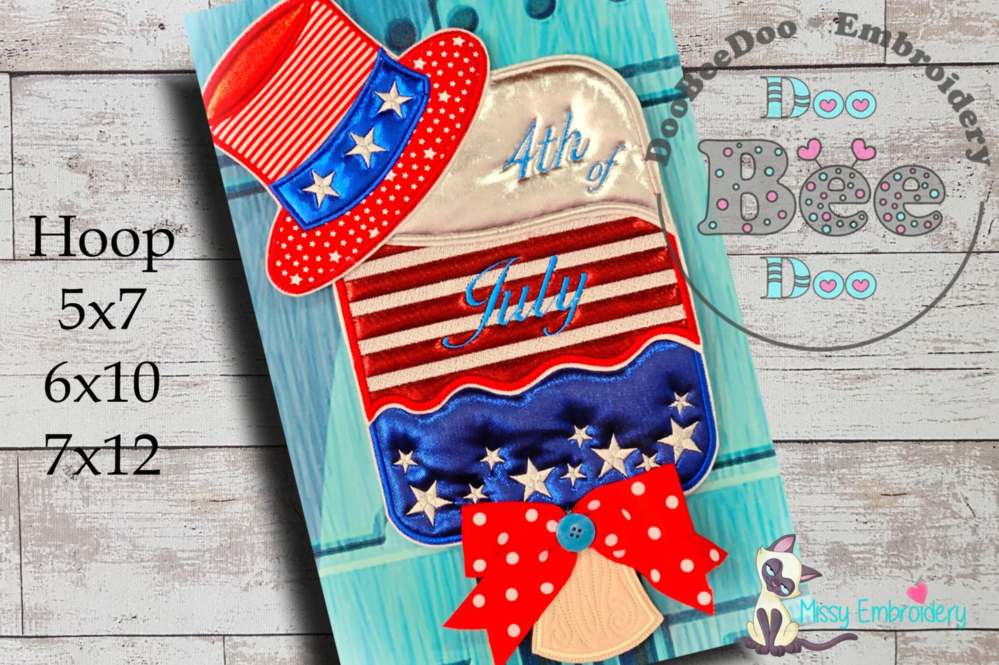 4th of July Cute  Popsicle - ITH Project - Machine Embroidery Design
