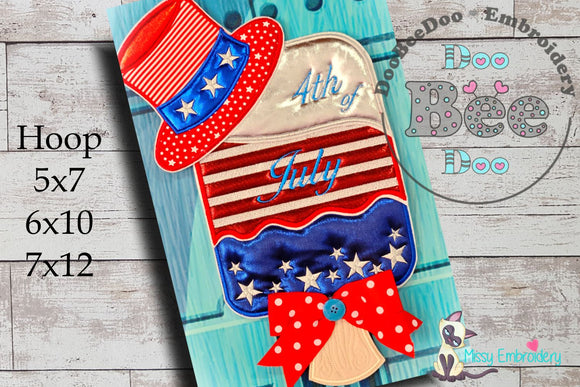 4th of July Cute  Popsicle - ITH Project - Machine Embroidery Design
