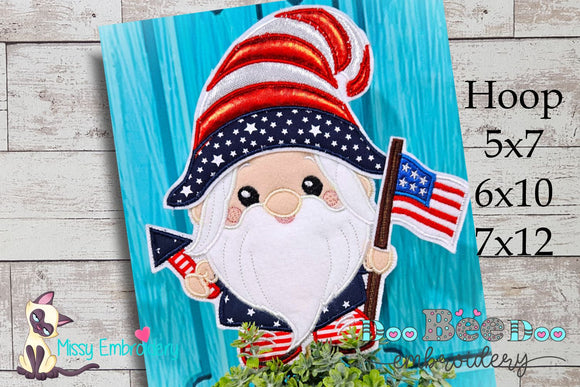 Gnome 4th of July Cute - ITH Project - Machine Embroidery Design