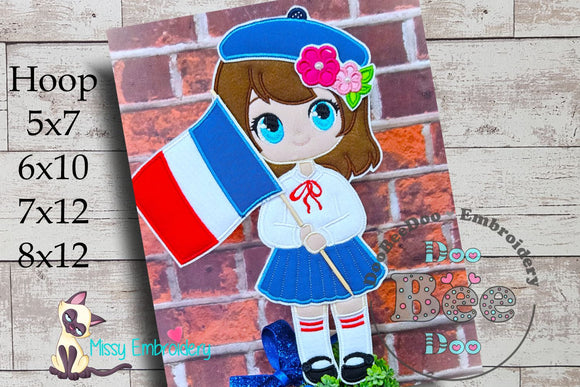 French Girl - ITH Project - Machine Embroidery Design