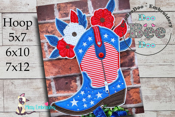 4th of July Boot - ITH Project - Machine Embroidery Design