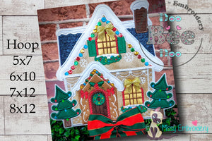 Gingerbread Christmas House 2 - ITH Project - Machine Embroidery Design