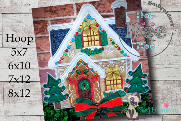 Gingerbread Christmas House 2 - ITH Project - Machine Embroidery Design