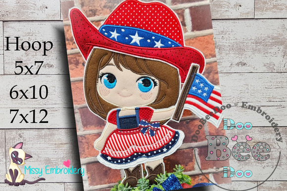 4th of July Cowgirl - ITH Project - Machine Embroidery Design