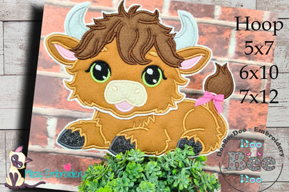 Highland Cow Cute - ITH Project - Machine Embroidery Design