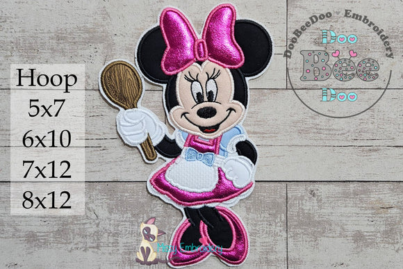 Minnie Mouse Cooking - Applique - Machine Embroidery Design