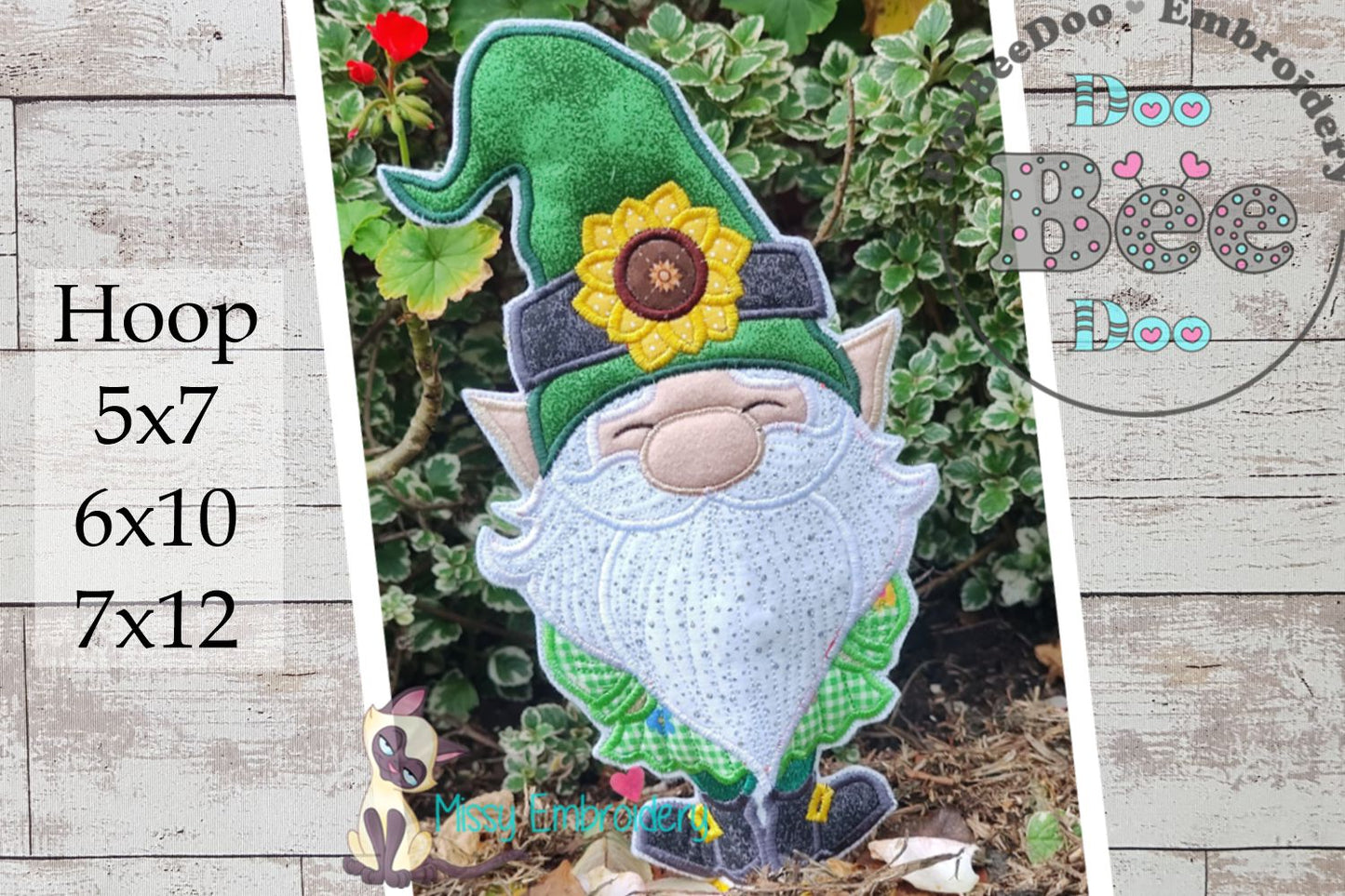 Garden Gnome Sunflower Paper Towel Holder Cover - ITH Project - Machine Embroidery Design