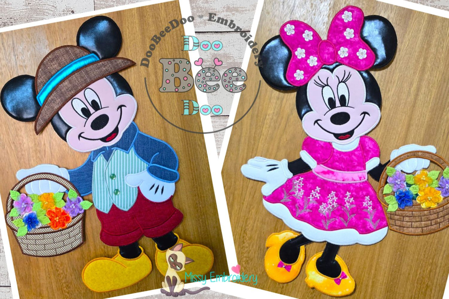 Spring Mickey and Minnie - Set of 2 Designs - ITH Project - Machine Embroidery Design
