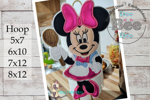 Minnie Cooking Paper Towel Holder Cover - ITH Project - Machine Embroidery Design