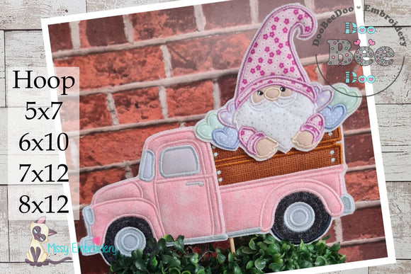 Valentine's Gnome Truck - ITH Project - Machine Embroidery Design