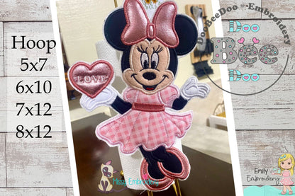 Minnie Valentine Paper Towel Holder Cover - ITH Project - Machine Embroidery Design