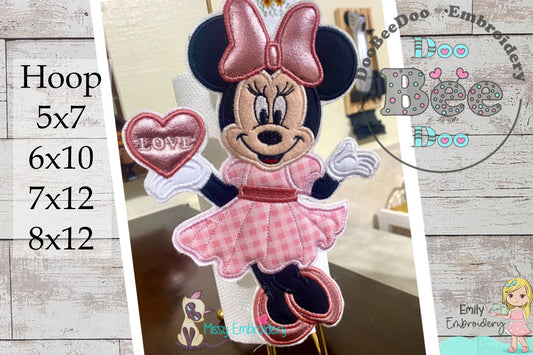Minnie Valentine Paper Towel Holder Cover - ITH Project - Machine Embroidery Design