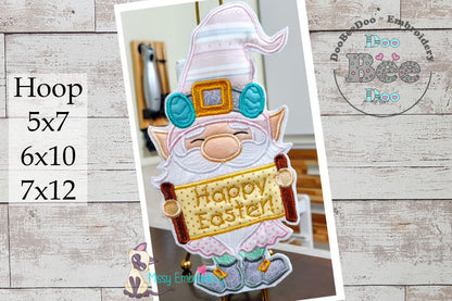 Happy Easter Gnome Paper Towel Holder Cover - ITH Project - Machine Embroidery Design