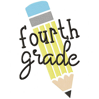 Fourth Grade Pencil - Rippled Stitch