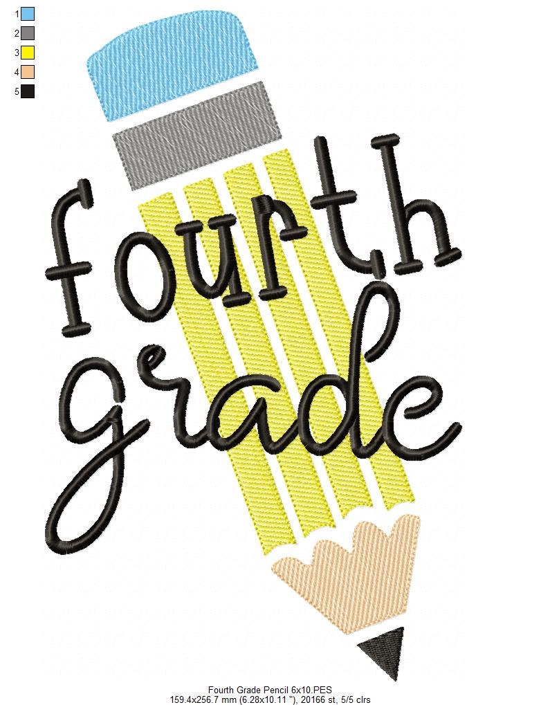 Fourth Grade Pencil - Rippled Stitch