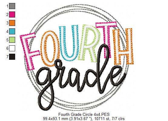 Fourth Grade Circle - Fill Stitch - Machine Embroidery Design