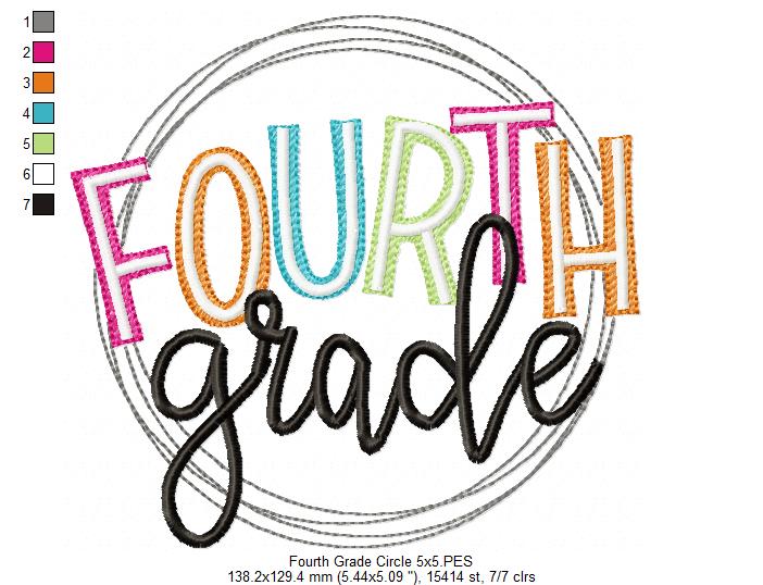 Fourth Grade Circle - Fill Stitch - Machine Embroidery Design