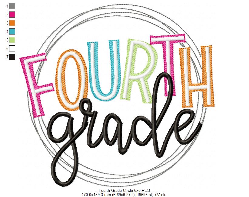 Fourth Grade Circle - Fill Stitch - Machine Embroidery Design