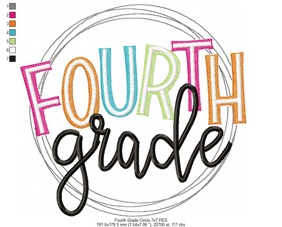 Fourth Grade Circle - Fill Stitch - Machine Embroidery Design