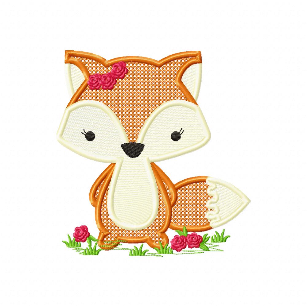 Little Fox Girl - Fill Stitch - Machine Embroidery Design