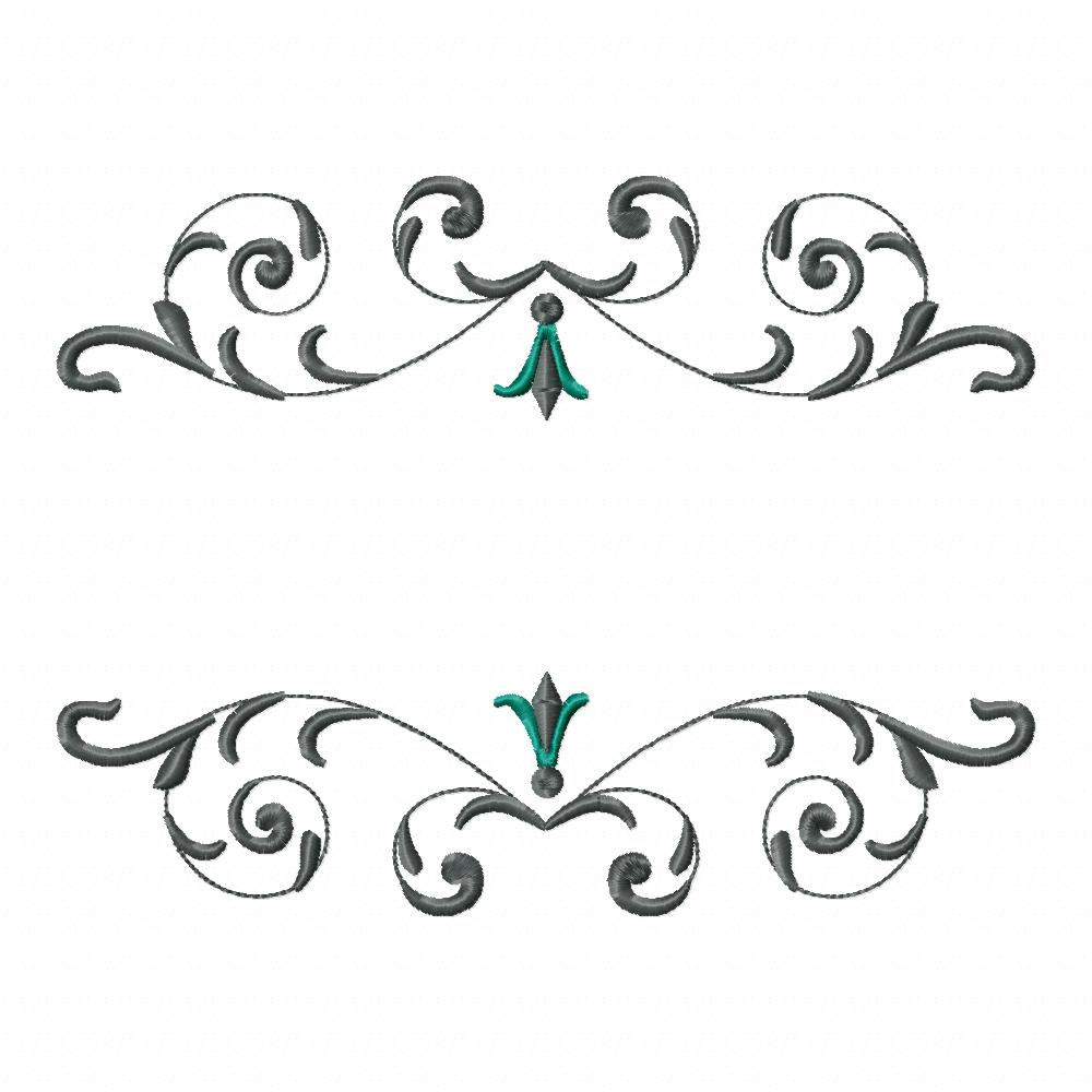 Delicate Arabesque Frame - Fill Stitch - Machine Embroidery Design