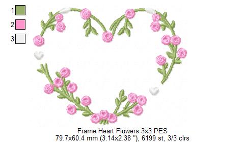 Floral Heart Frame - Fill Stitch