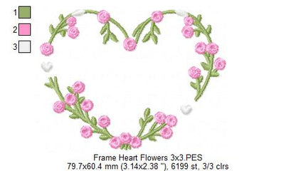 Floral Heart Frame - Fill Stitch