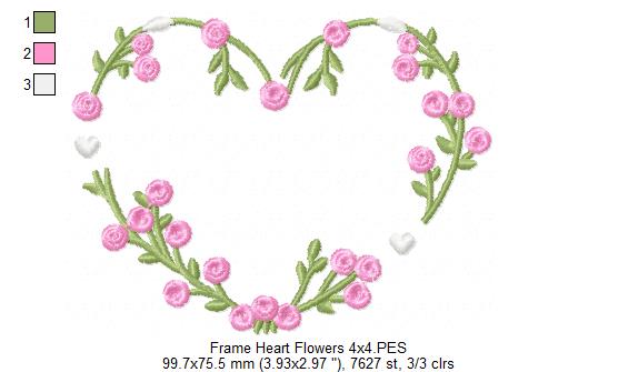 Floral Heart Frame - Fill Stitch
