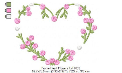 Floral Heart Frame - Fill Stitch