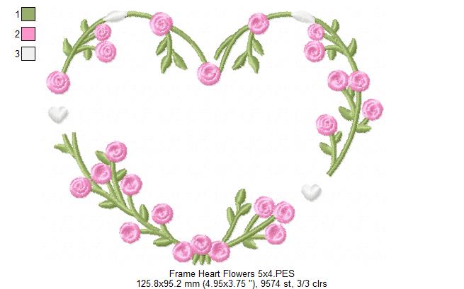 Floral Heart Frame - Fill Stitch