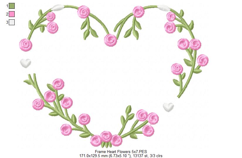Floral Heart Frame - Fill Stitch