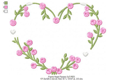 Floral Heart Frame - Fill Stitch