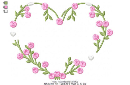Floral Heart Frame - Fill Stitch