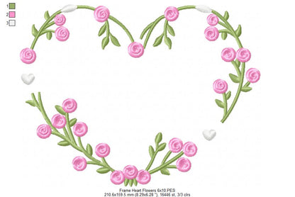 Floral Heart Frame - Fill Stitch